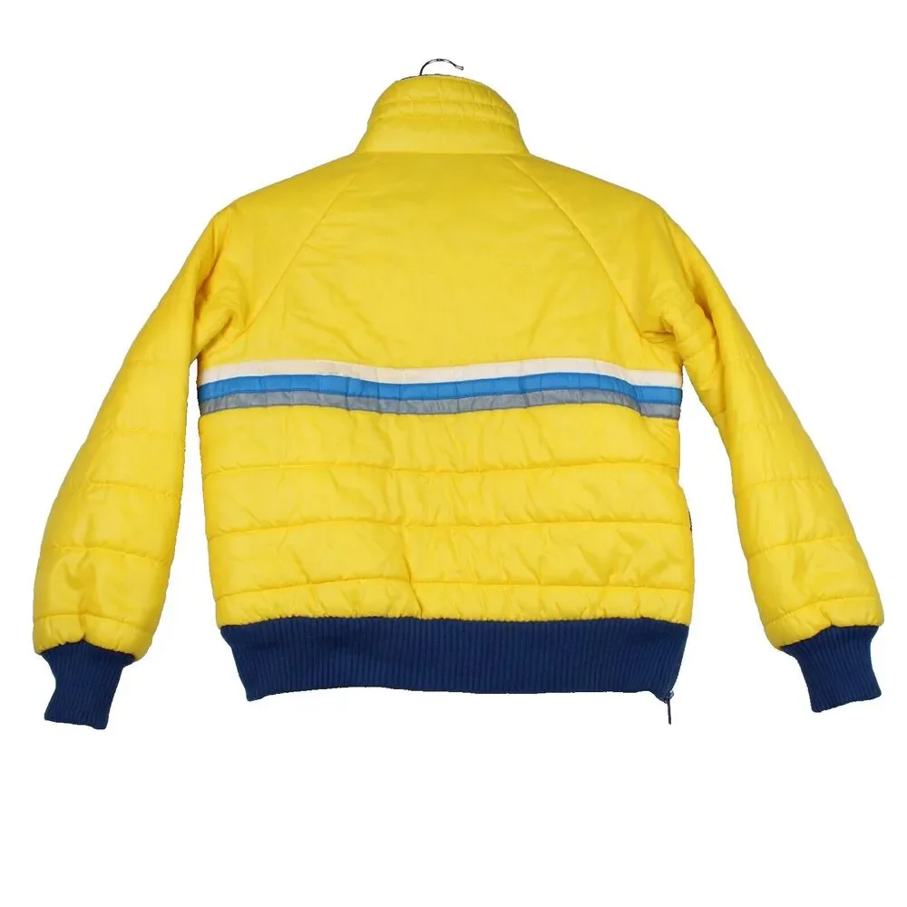 Vintage 80’s Girls Youth‎ Ski Jacket Size L JC Penney Puffer Yellow Striped Coat